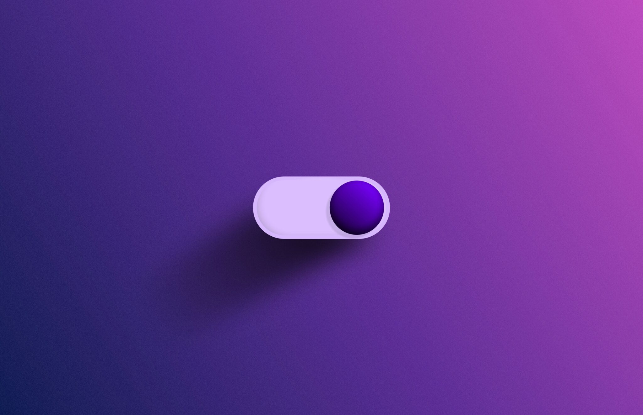 Symbolische Darstellung eines Widerrufsbuttons als aktivierter digitaler Kippschalter auf einem violett-blauen Hintergrund.